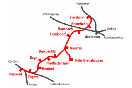 Haltepunkte und Bahnhöfe auf der Brexbachtalbahn